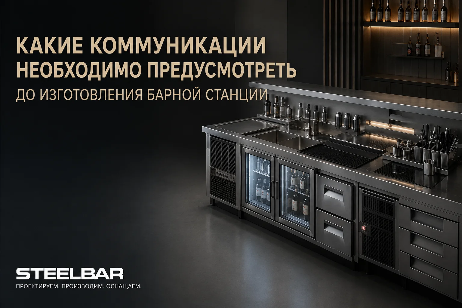 Какие коммуникации необходимо предусмотреть до изготовления барной станции